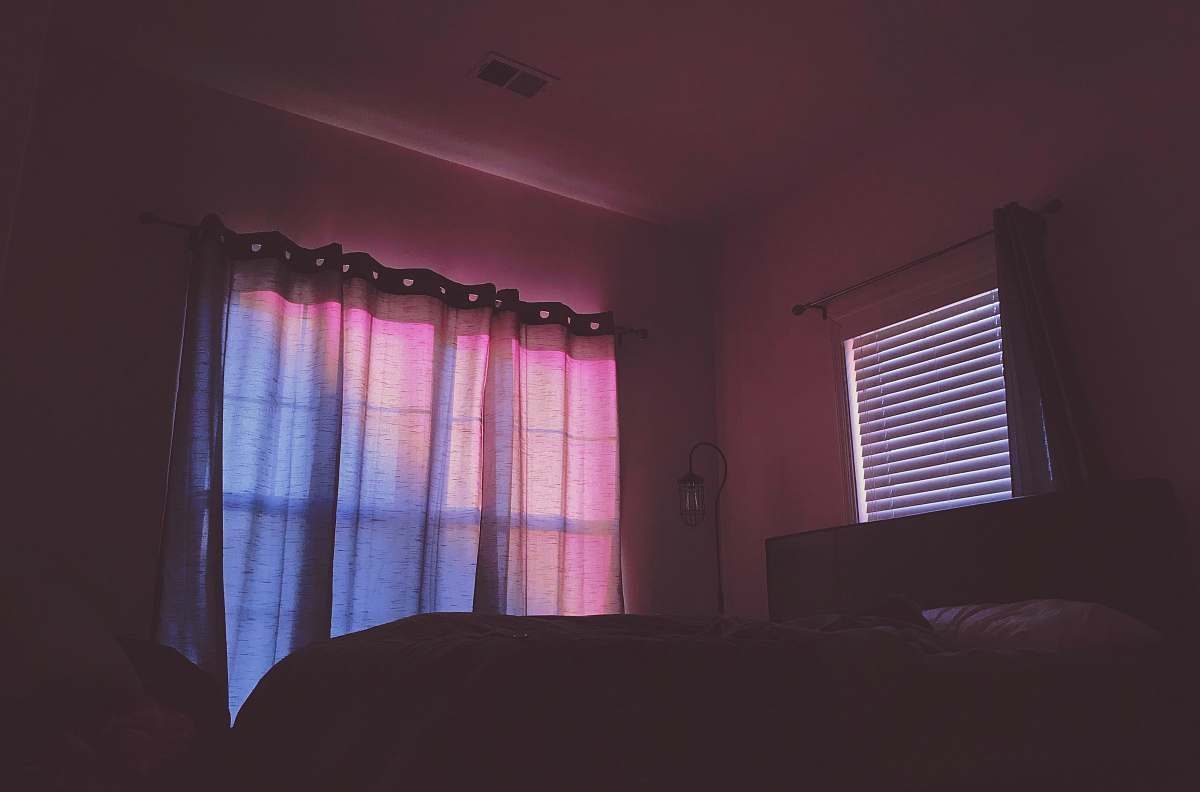 indoors white curtain bedroom